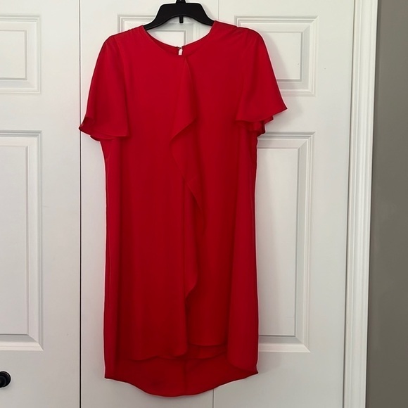 Women’s BCBGMaxAzria Flowy Dress- Bright Poppy-Size Medium-Midi- High Low - Picture 1 of 5